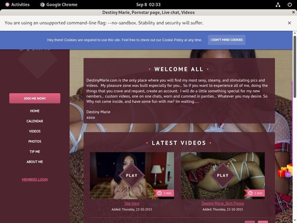 Sexxidestiny.modelcentro.com Webcam